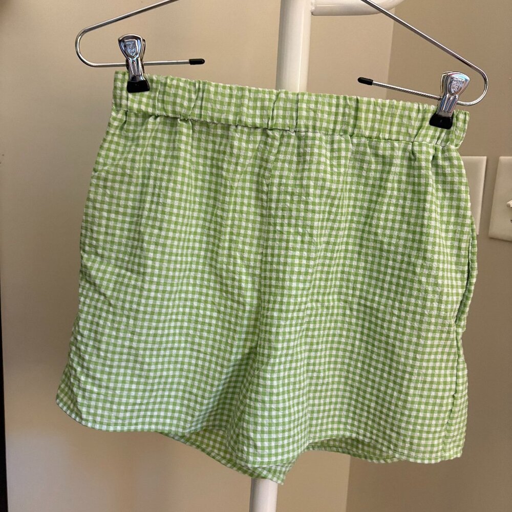 Women's Green Gingham Shorts